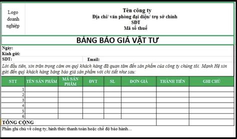 Tổng hợp form báo giá dịch vụ đẹp và chuyên nghiệp để gửi khách hàng - Điện Máy VVC | Sản Phẩm ...