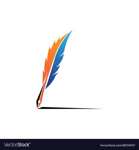 Feather pen logo template Royalty Free Vector Image