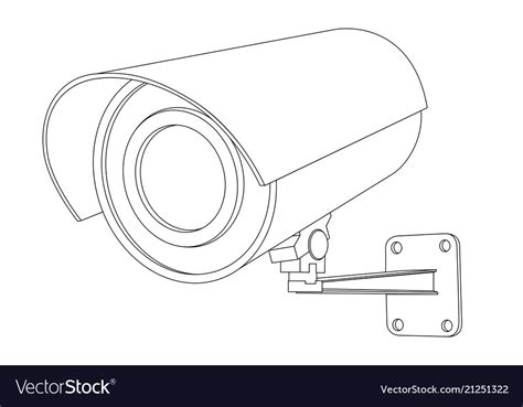 Cctv camera outline isolated Royalty Free Vector Image