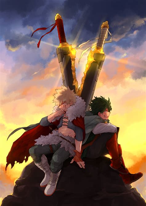 ArtStation - My Hero Academia Fanart - Bakugou & Midoriya Fantasy AU