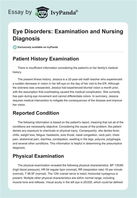 Eye Disorders: Examination and Nursing Diagnosis - 798 Words | Essay ...