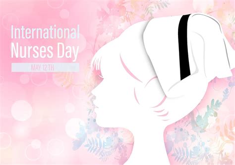 Closeup white silhouette of woman head wear a nurse hat with the day ...