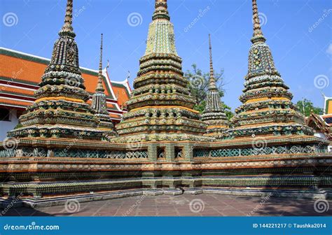 07 February 2019, Bangkok, Thailand, Wat Pho Temple Complex. Buddhist Stupas and Architectural ...