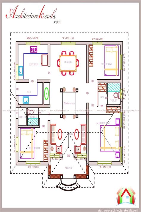 1200 Square Feet Kerala House Plan, Best Three Bedroom House Plans In 10B | Indian house plans ...