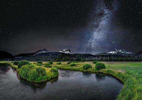 River Near Mountains in Night View Wallpaper, HD Nature 4K Wallpapers, Images and Background ...