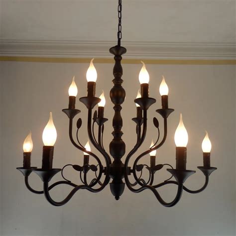 Luxury Rustic Wrought Iron Chandelier E14 Candle Black Vintage Antique Home Chandeliers For ...