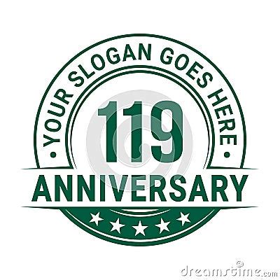 119 Years Anniversary. 119th Anniversary Logo Design Template. Vector And Illustration ...