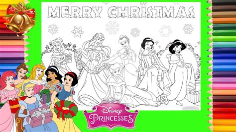 Coloring All Disney Princesses Christmas Holiday Coloring Pages for kids - YouTube