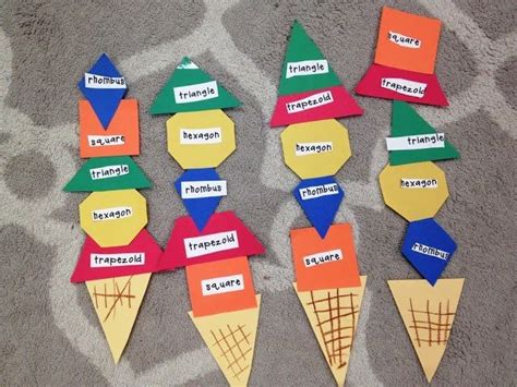 2D shape ice-cream cones. Preschool Math, Math Classroom, Fun Math, Kindergarten Activities ...