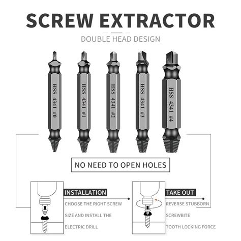 HSS Damaged Screw Extractor Drill Stripped Screw Extractor Remover Set ...