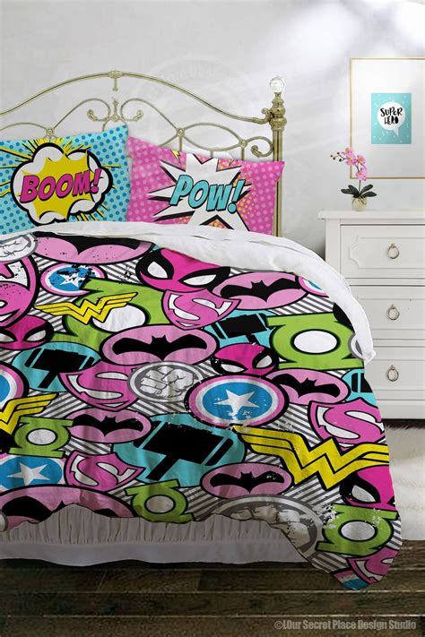 Girls Duvet Cover Kids Superhero Bedding Girls Comforter Set Girls ...