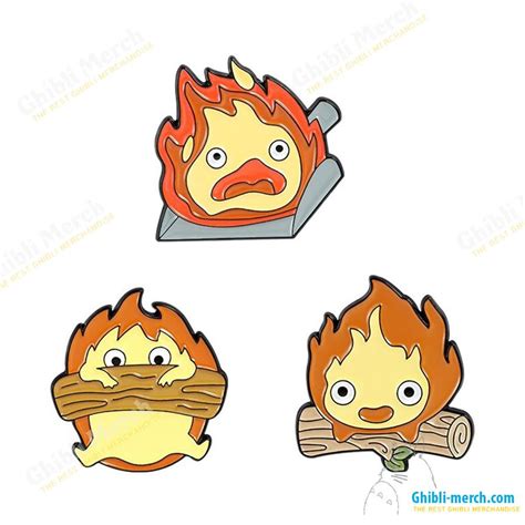 Howl's Moving Castle Calcifer Pin Collectio Fire Demon Spirit Log Bacon ...