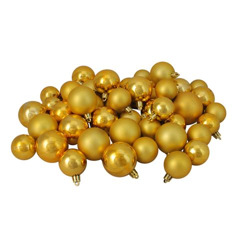 50ct Gold Shatterproof 2-Finish Christmas Ball Ornaments 2" (50mm ...