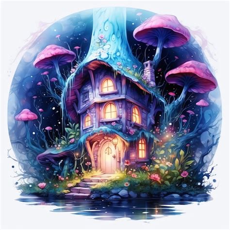 Premium AI Image | beautiful winter butterfly house fantasy clipart illustration