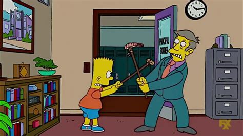 The simpsons Bart Simpson vs principal Skinner stick fight scene - YouTube