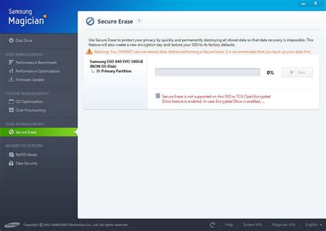 Solution to Samsung Magician Secure Erase Grayed Out