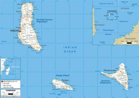 Detailed Clear Large Road Map of Comoros - Ezilon Maps