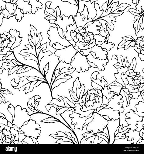 Floral seamless pattern. Flower background. Flourish ornamental line ...