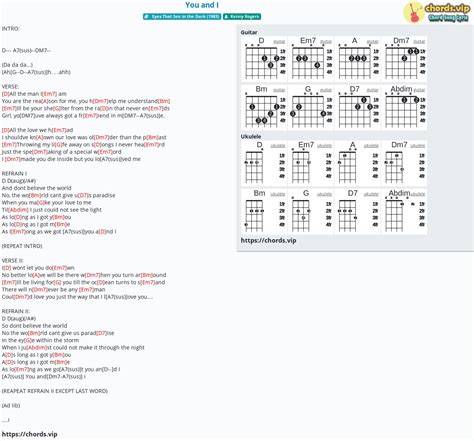 Chord: You and I - tab, song lyric, sheet, guitar, ukulele | chords.vip