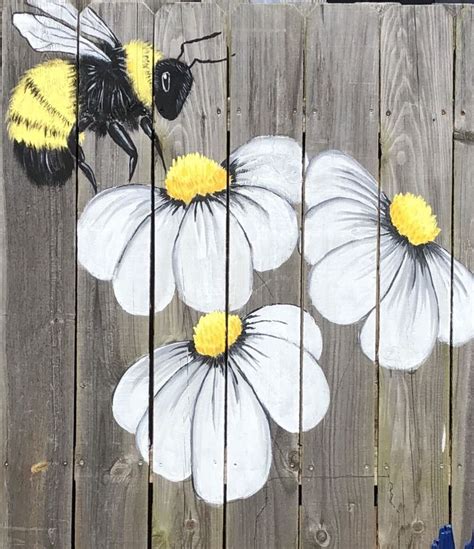 Painting on the fence | Fence art, Mural art, Flower art painting