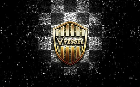 Vissel Kobe FC glitter logo J1 League black white checkered background ...