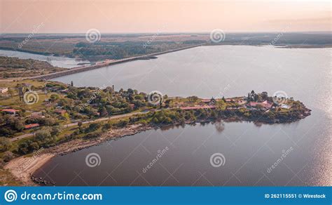 Aerial Shot of Constitution Hydroelectric Plant in Negro River, Uruguay ...