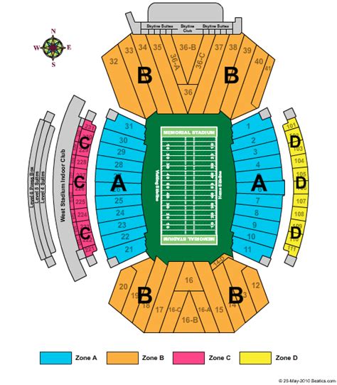 Memorial Stadium Nebraska Seating Map