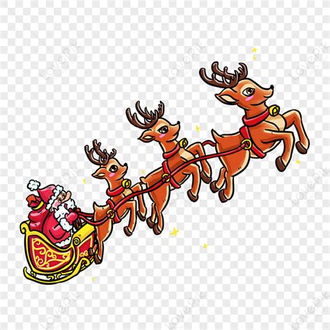 Cartoon Style Santa Elk Sleigh Orange Clipart,santa Claus And Reindeer,santa Claus PNG White ...