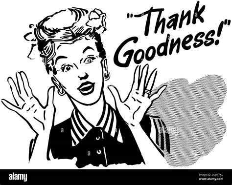 Thank Goodness Retro Gal - Clipart Illustration Stock Photo - Alamy