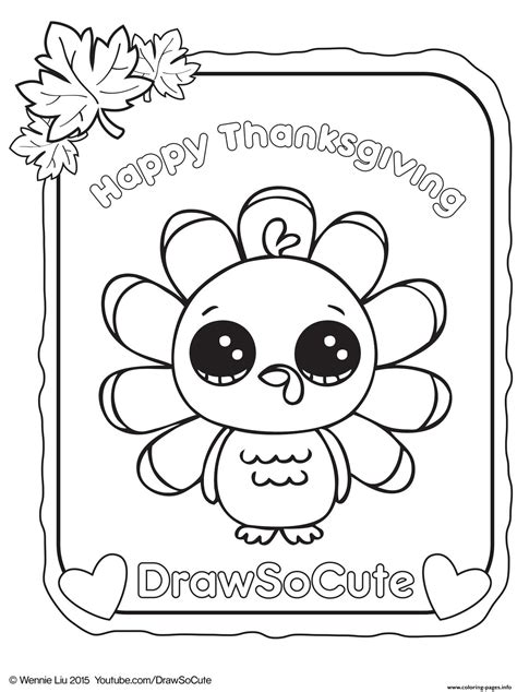 Thanksgiving Turkey Draw So Cute Coloring Pages Printable