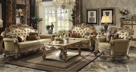 541489 Walther Formal Living Room Set in Gold | Von Furniture | Free ...