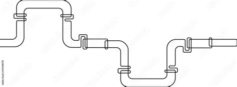 Large metal pipe. Gas pipeline or oil pipeline. Continuous line drawing ...