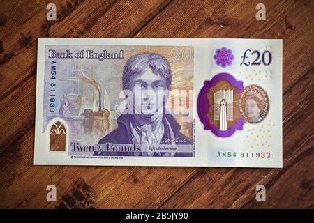 The 2020 polymer £20 pound note from the Bank of England featuring ...