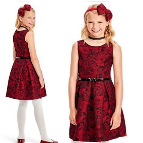 The Children's Place | Dresses | Childrens Place Premium Floral Pleated Belted Formal Dress Red ...