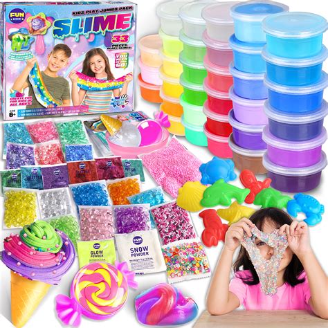 Buy 33 Cups Jumbo Slime Kit for Girls and Boys, FunKidz Premade ...