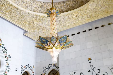 Stylish Light Inside Hall of Jumeirah Mosque in Dubai Stock Photo ...