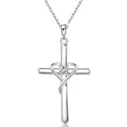 Simple Cross Shape Pendant Necklace Inlaid Shiny Zircon - Temu