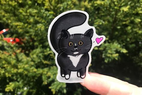 Black cat sticker notebook stickers cat lover gift women | Etsy