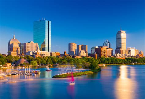 Boston skyline at the evening. Cityscape of Back Bay Boston ...