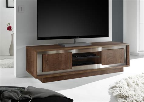 Contemporary Styled TV Console Made in Italy Palo Alto California VV-Sky-Cognac-Brushed-Bands