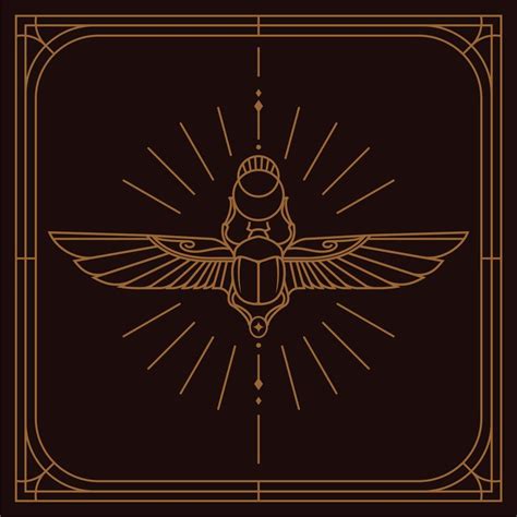 egyptian sacred Scarab line wall art design. beetle with wings Vector illustration logo ...