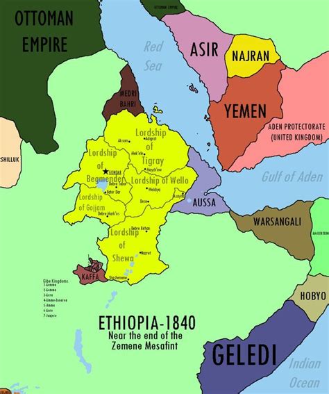 Map of Ethiopia and Surrounding States in 1840 | Ethiopia, Africa map ...