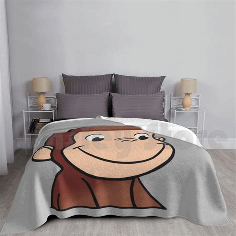 Curious George Blanket For Sofa Bed Travel Cute Brown Monkey Curious George Beige Pbs Kids ...