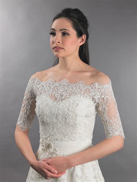 off shoulder wedding jacket lace bolero WJ010