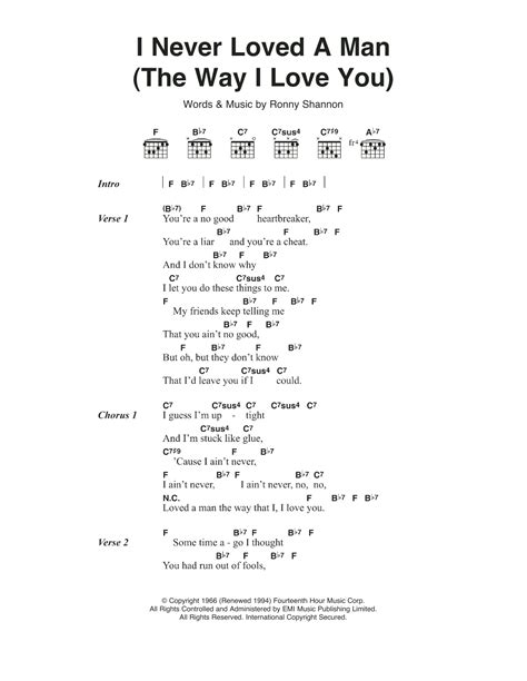 I Never Loved A Man (The Way I Love You) by Aretha Franklin - Guitar Chords/Lyrics - Guitar ...