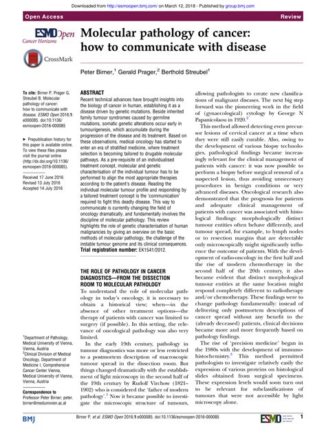 (PDF) Molecular pathology of cancer: How to communicate with disease