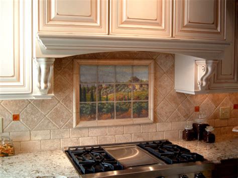 Tuscan marble tile mural in Italian kitchen backsplash - Mediterranean - Kitchen - New York - by ...