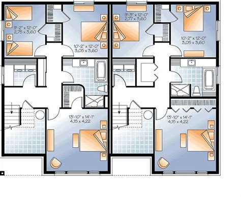 Contemporary Semi-Detached Multi-Family House Plan - 22329DR floor plan - Lower Level | Family ...