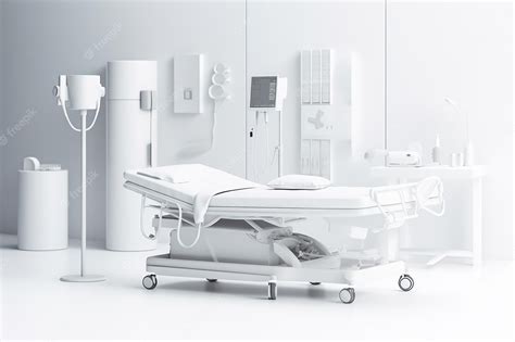 Premium Photo | A hospital room with a bed and a medical equipment.