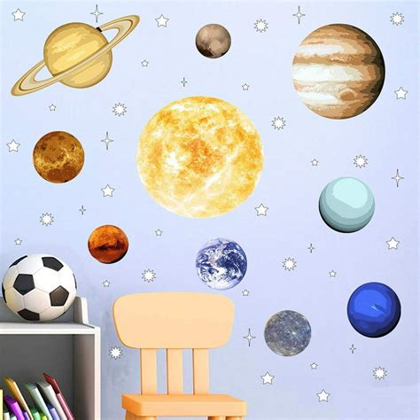 VWAQ Solar System Wall Decals Peel and Stick Planets Outer Space Universe Stickers SOL01 (Large ...